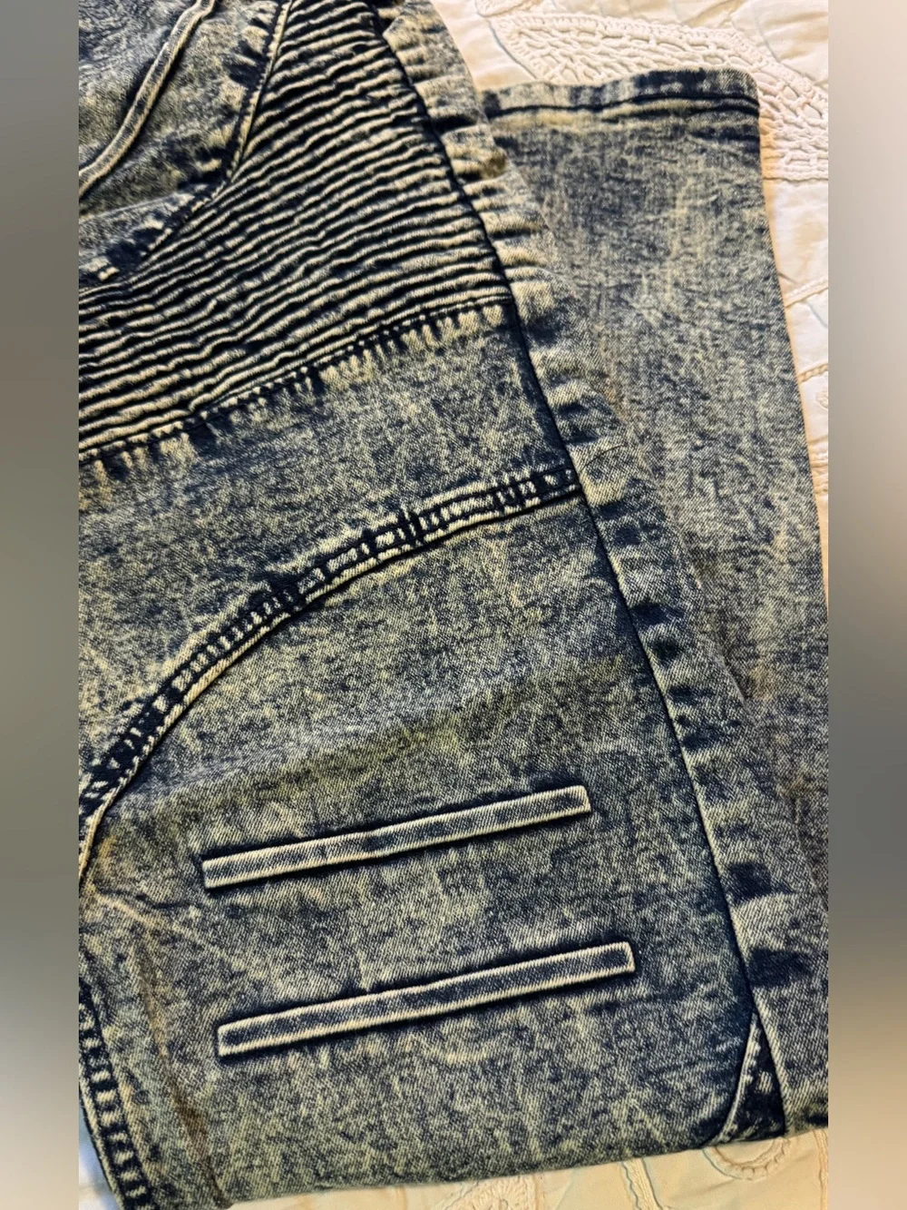 Phat Farm Acid-Wash Moto Jeans